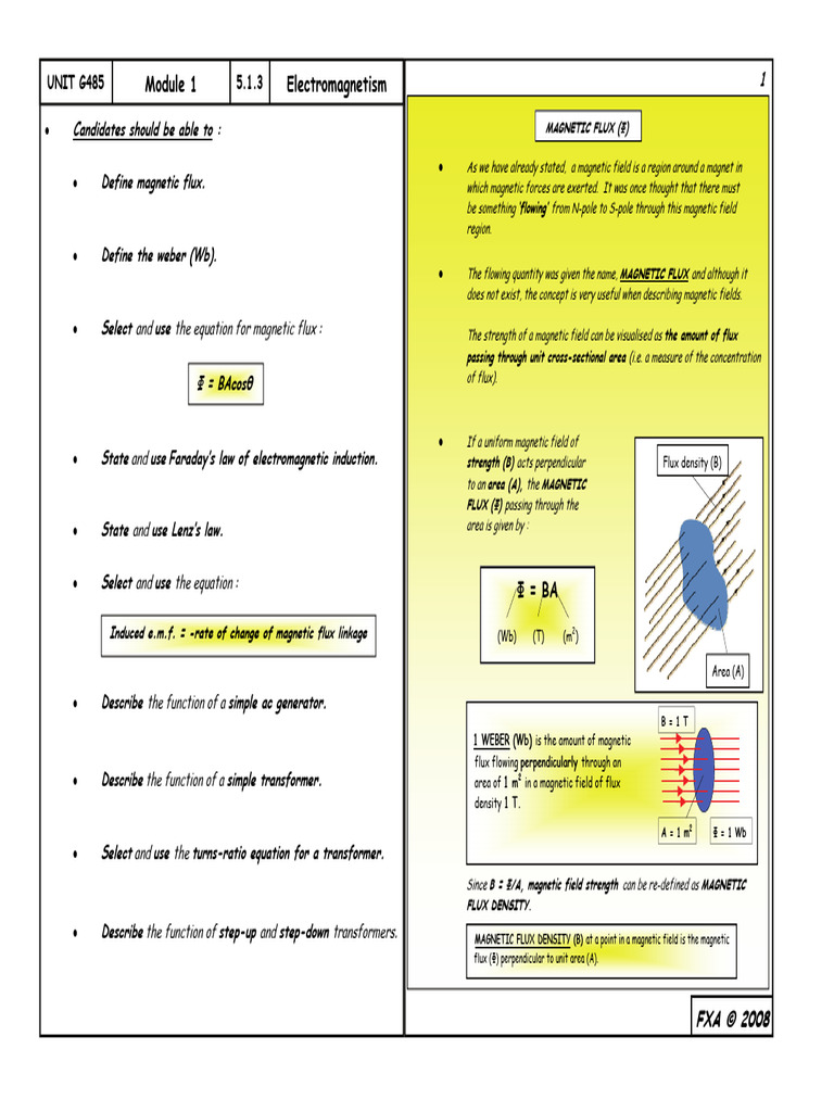 Electromagnetism: Magnetic Flux & Induction | PDF | Electromagnetic ...