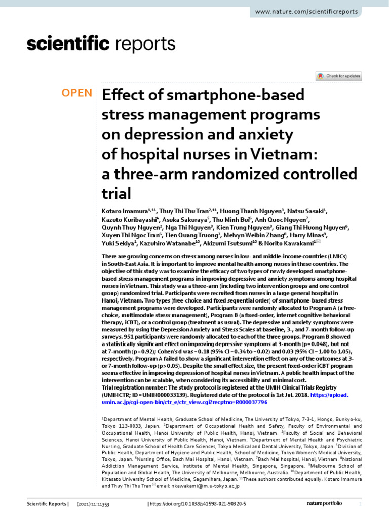Smartphone Stress Programs for Nurses | PDF | Cognitive Behavioral ...