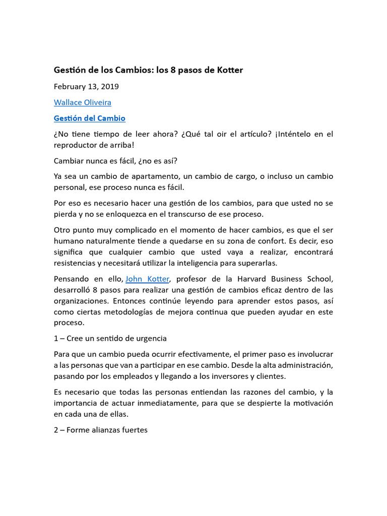 8 Pasos para la Gestión del Cambio | PDF | Business