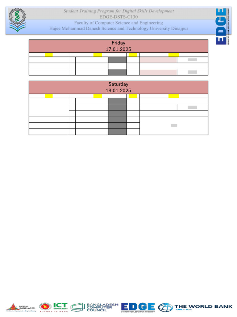 Digital Skills Training Schedule | PDF