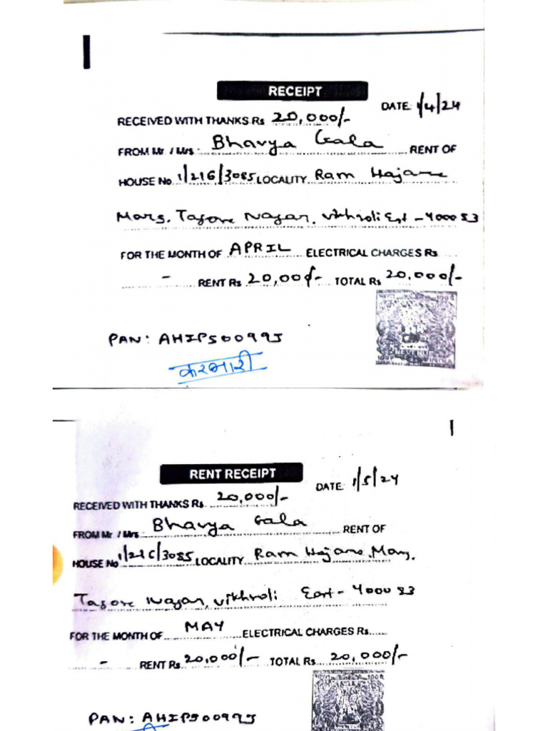 Rent Receipts | PDF