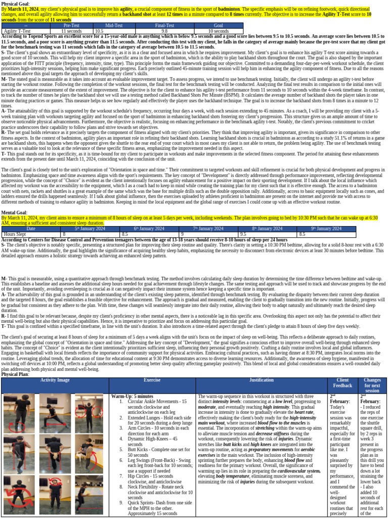E-Portfolio Criterion B | PDF | Sleep | Goal