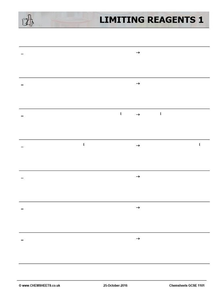 Limiting Reactant Practice Problems | PDF