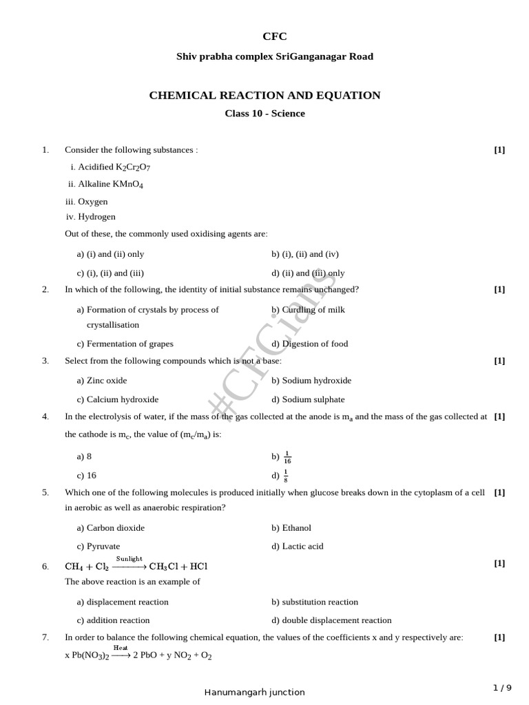 Question 1330188 | PDF | Chemical Reactions | Oxide