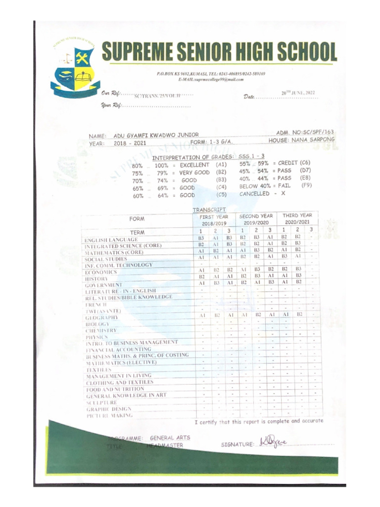 Supreme Senior High School | PDF