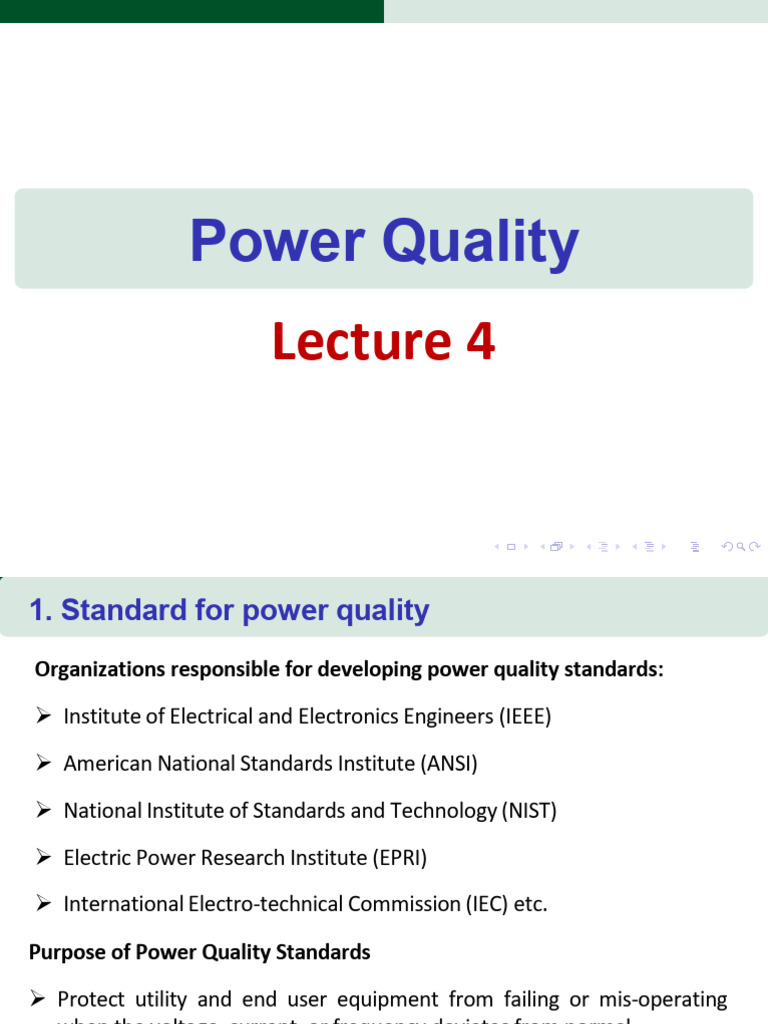 Power Quality Standards and Reliability Metrics | PDF | Standardization ...