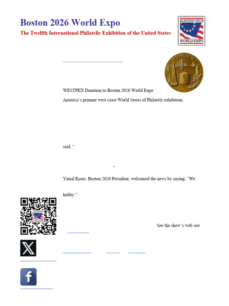 PR 2024-10-16 Westpex Donation | PDF | Philately | Postage Stamp