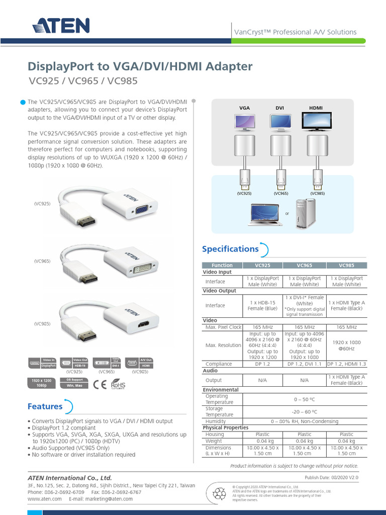 vc925 965 985 Converter Ds en | PDF | Hdmi | Computer Engineering
