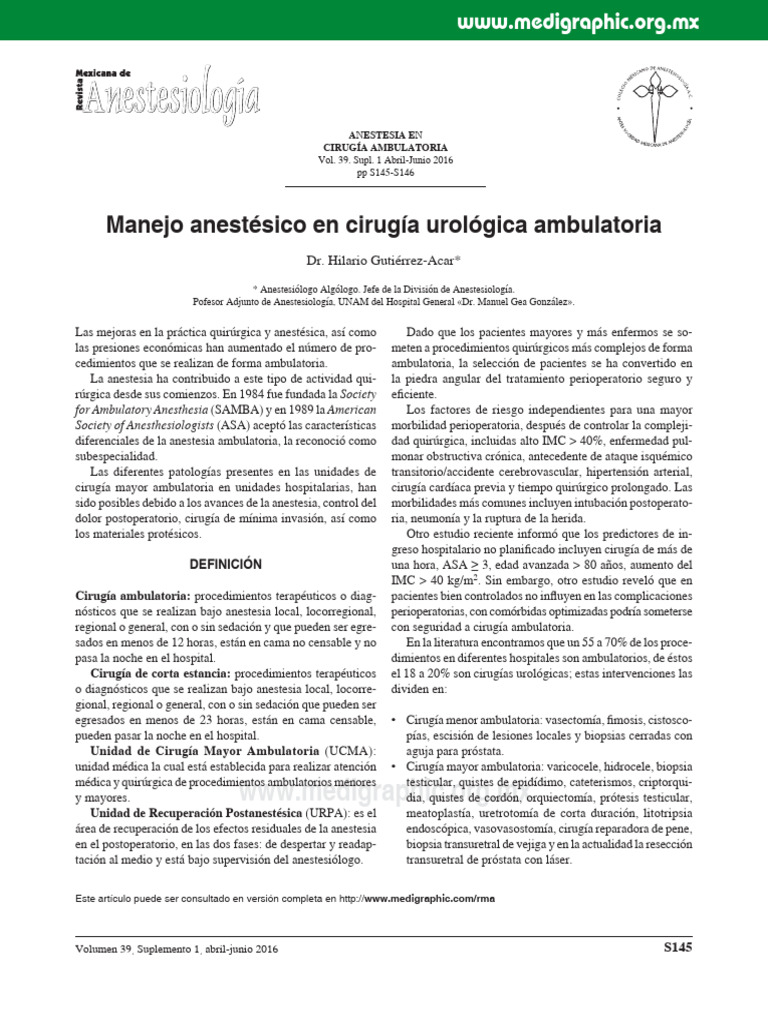 Cmas 161 Au | PDF | Cirugía | Anestesia