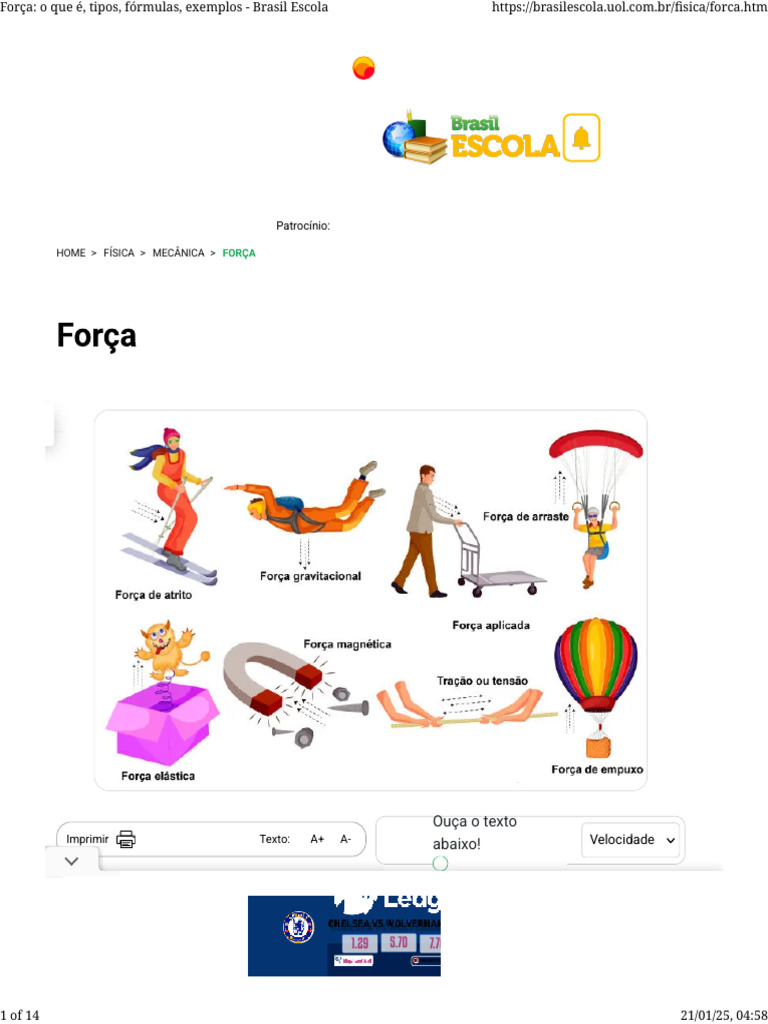 Fórmulas e Exemplos de Força | PDF | Força | Leis do Movimento de Newton