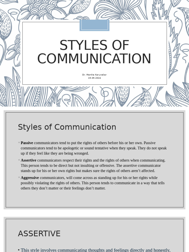 Styles of Communication | PDF | Anger | Social Psychology
