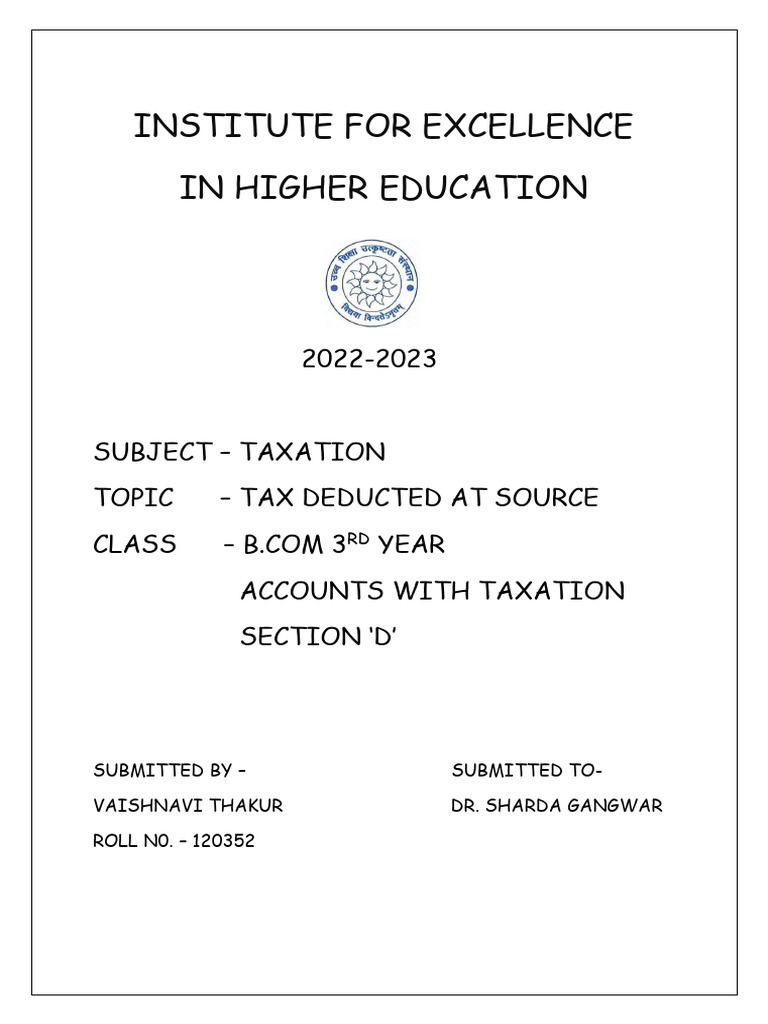 TDS Project by Vaishnavi Thakur | PDF | Dividend | Payments