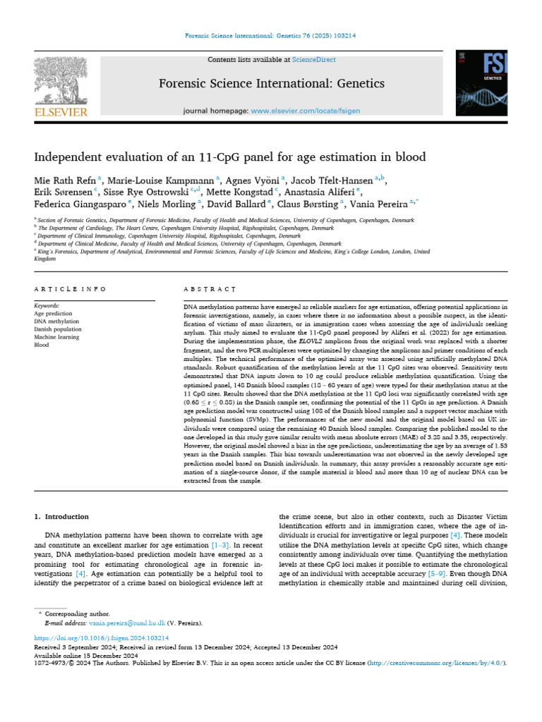11-CpG Panel for Blood Age Estimation | PDF | Polymerase Chain Reaction ...