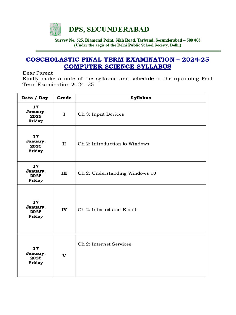 Syllabus of Computer SC Final Term 2024 | PDF