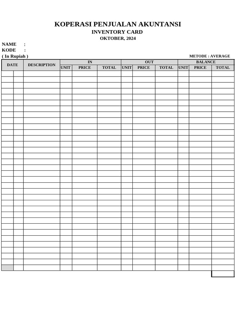 Inventory Card | PDF