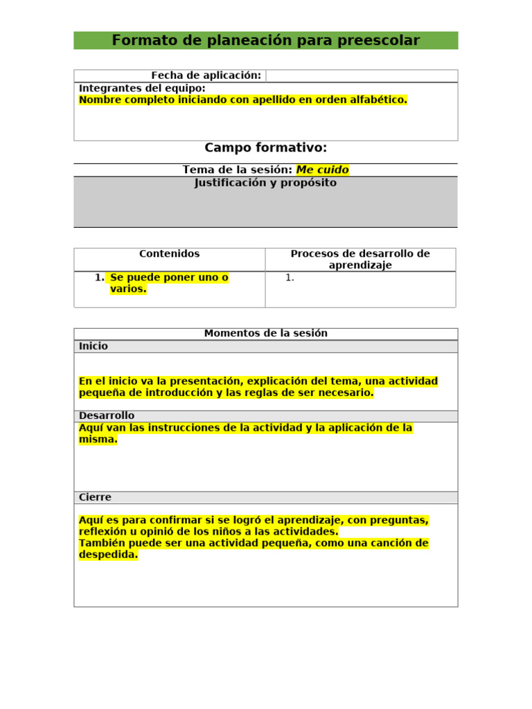 Planeación de Sesión para Preescolar | PDF