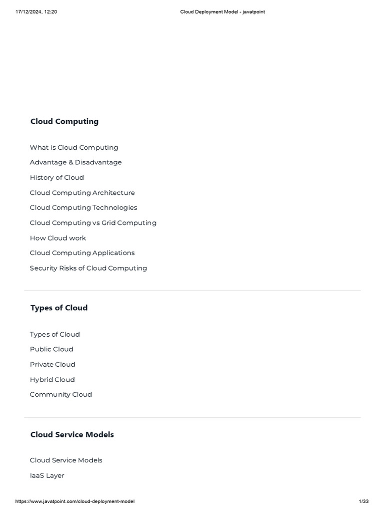 Cloud Deployment Model - Javatpoint | PDF | Cloud Computing | Software ...