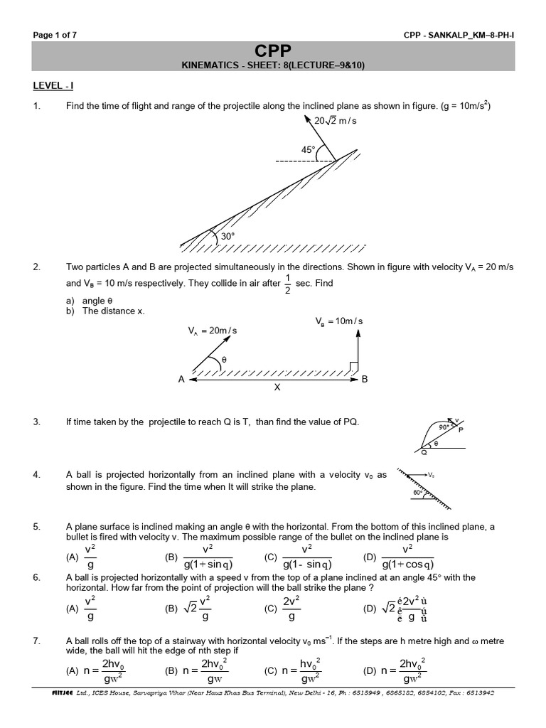 8-Projectile-on-incline | PDF | Physical Quantities | Mechanics
