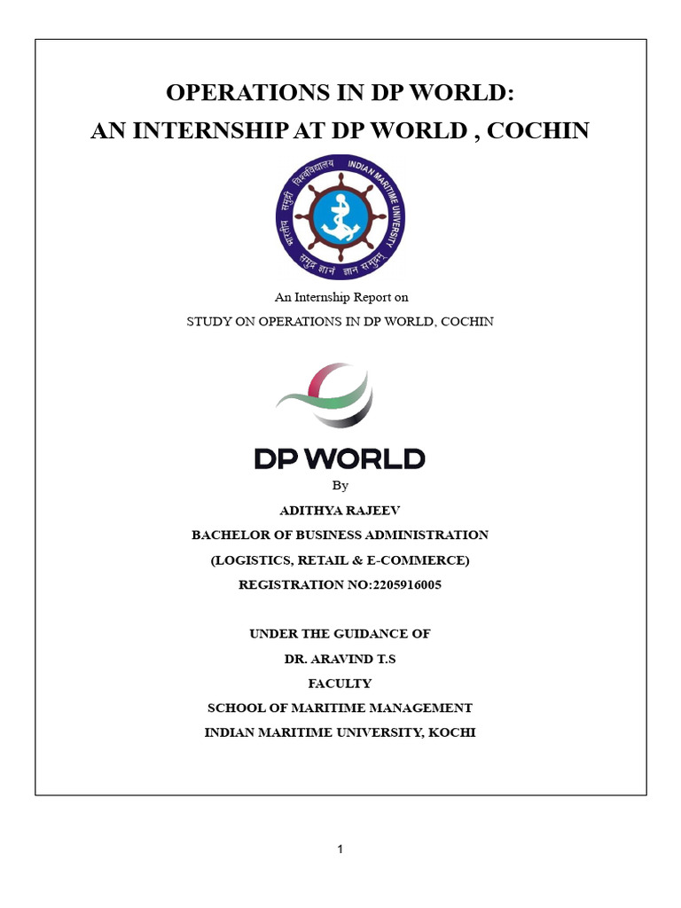 Internship Report on DP World Cochin | PDF | Logistics | Supply Chain