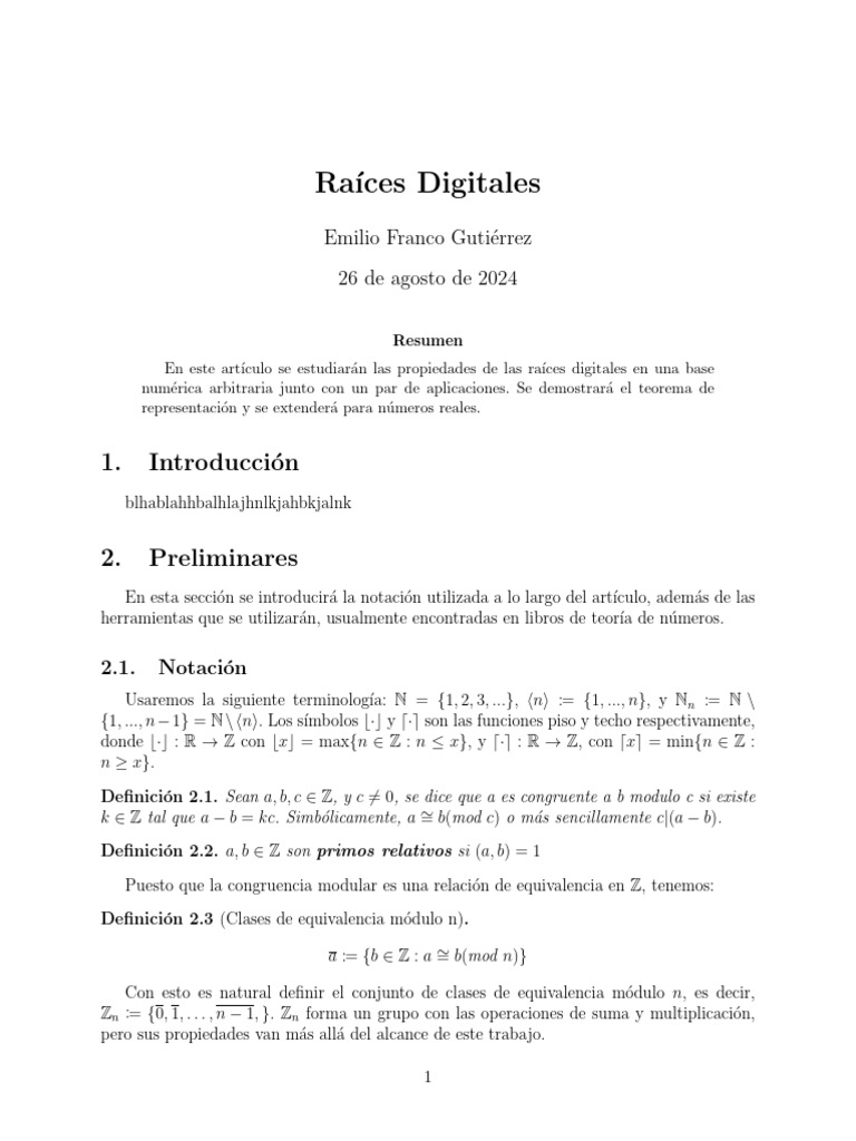 Raíces Digitales | PDF | Matemáticas discretas | Teoría de los números