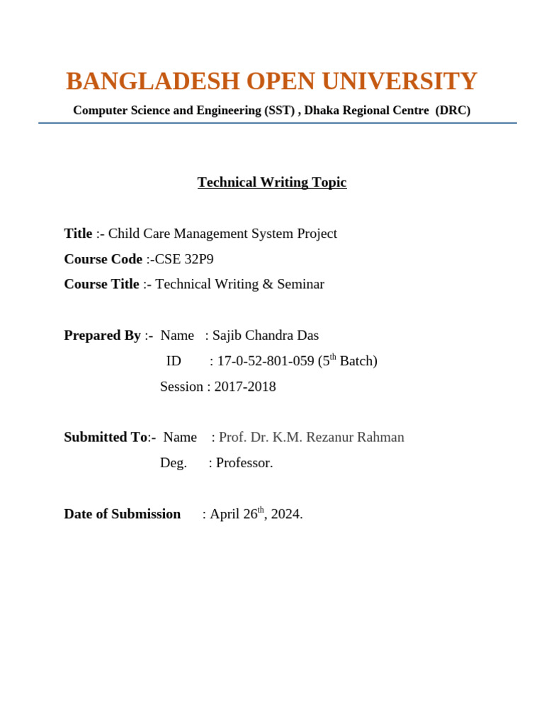 Child Care Management System Overview | PDF