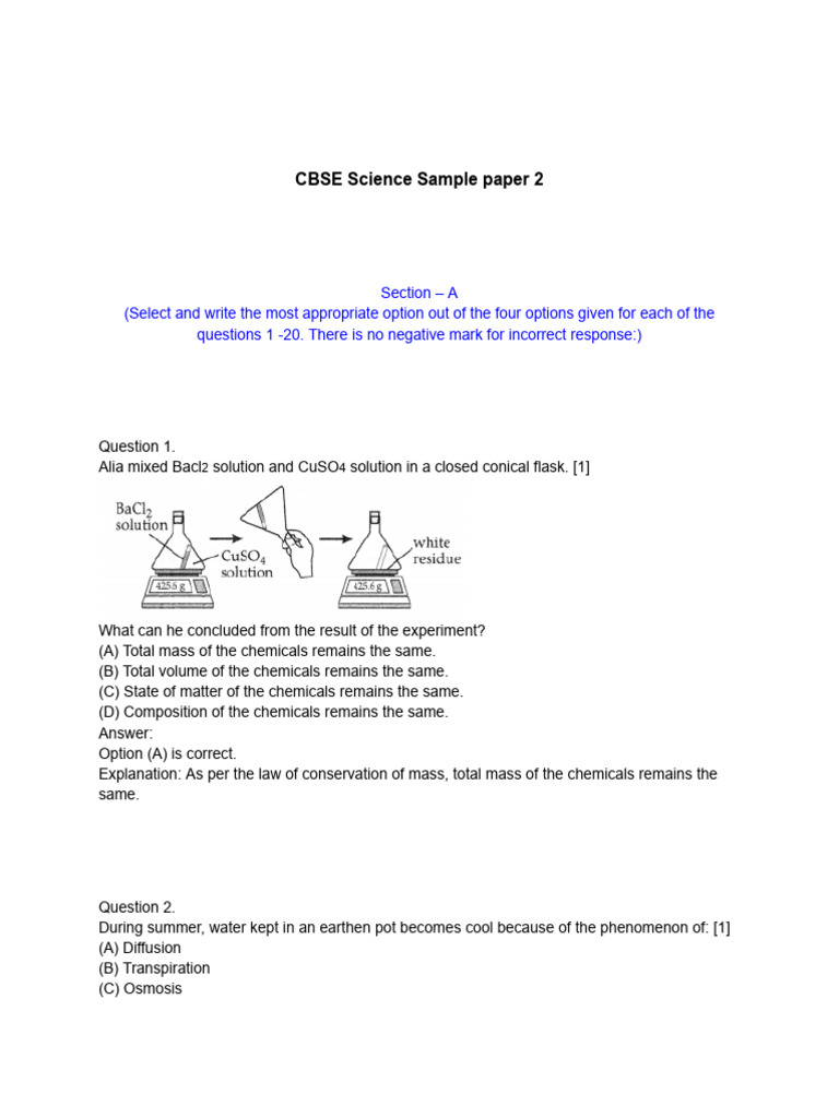 CBSE Science Sample paper 2 | PDF | Atoms | Proton