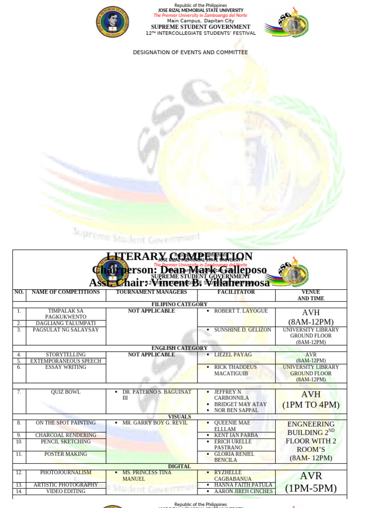 Designation of Events and Committee | PDF