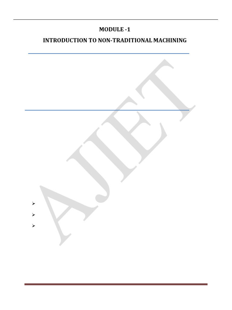 NTM Bme405a Notes | PDF | Machining | Wear