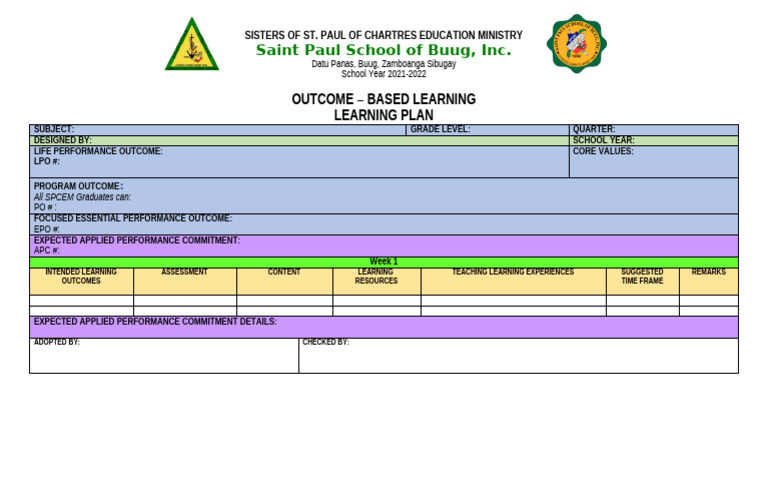SPSBI Learning Plan Template | PDF