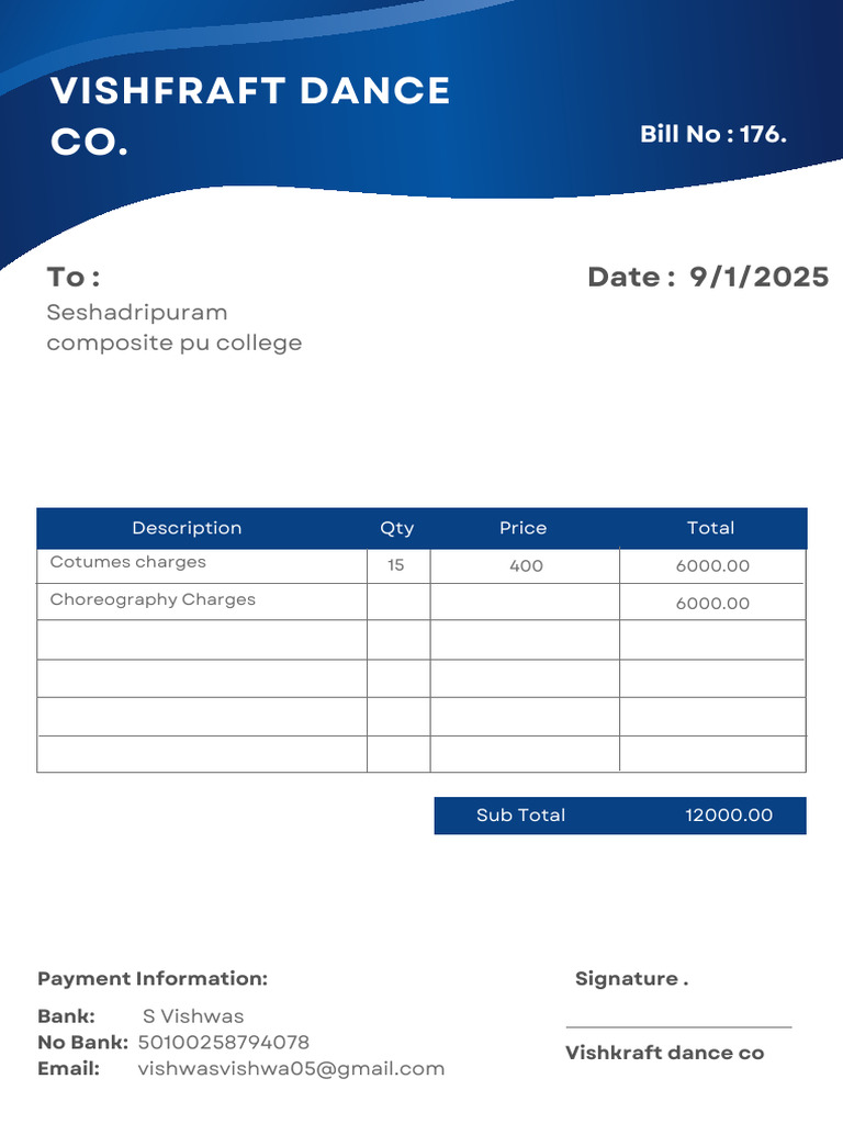 Blue Modern Creative Professional Company Invoice | PDF