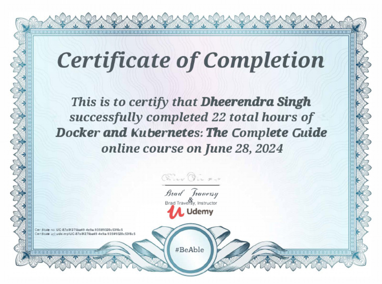 Docker & Kubernetes Course Certificate | PDF
