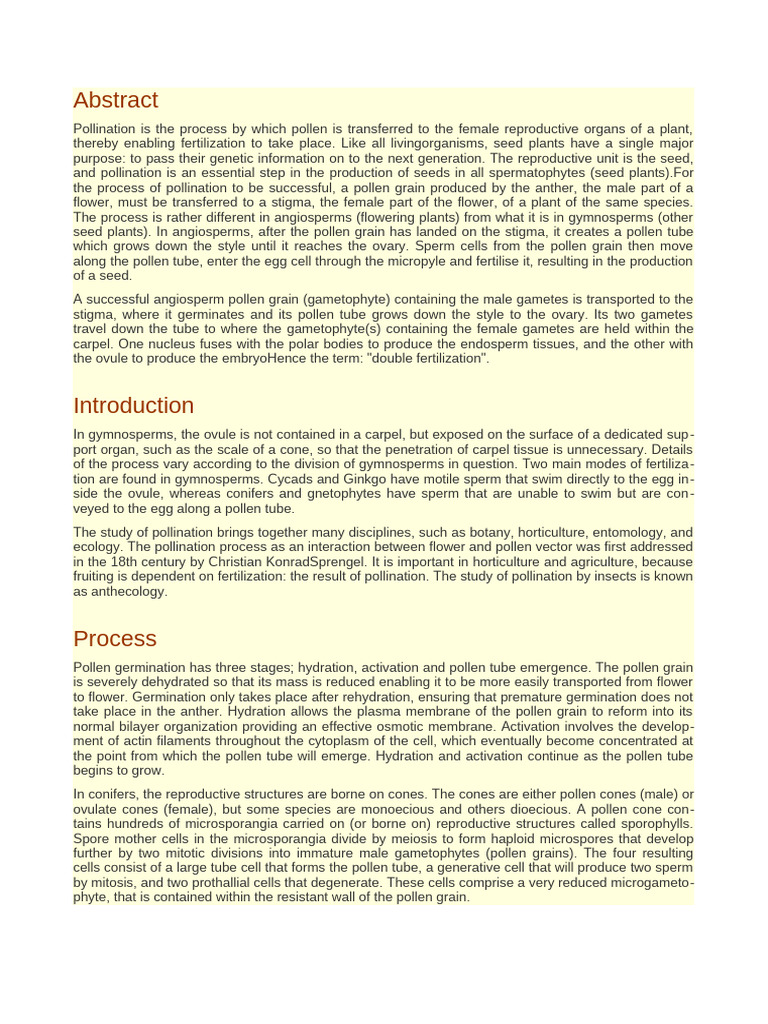 Understanding Pollination Processes | PDF | Pollination | Flowers