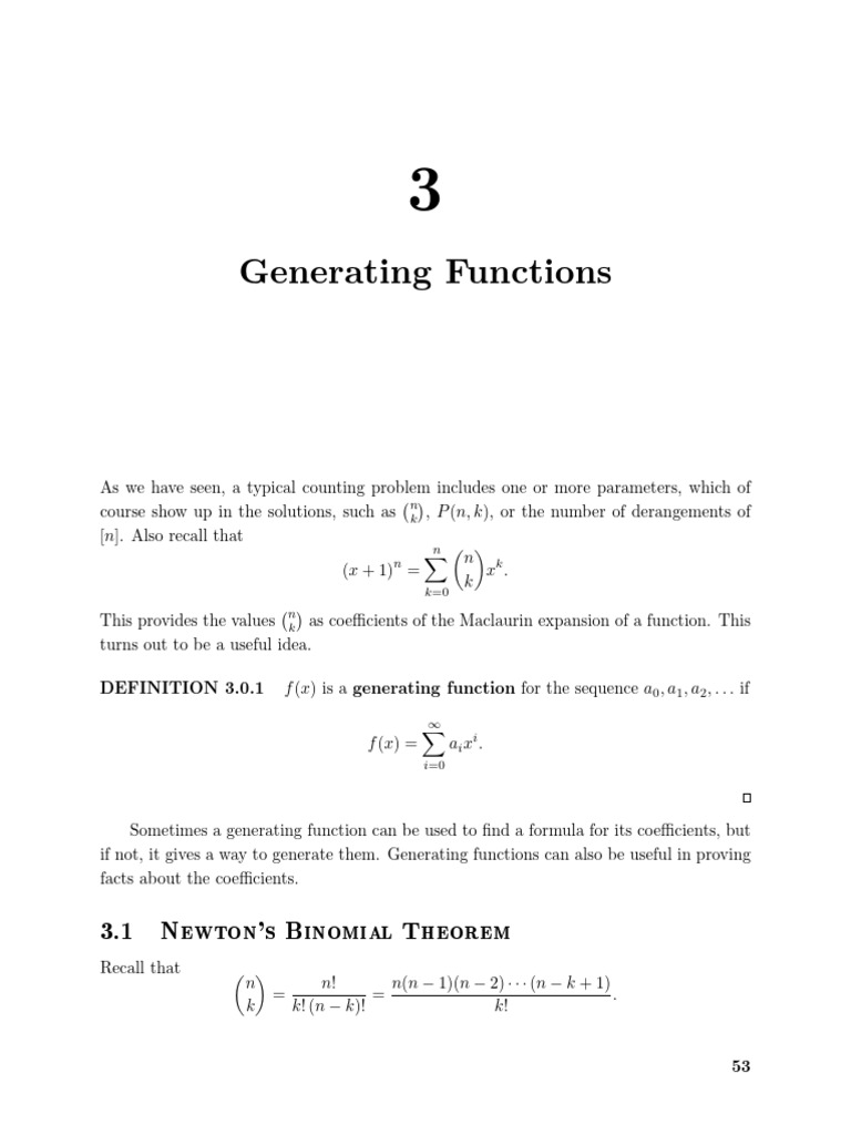 Generating Functions in Algebra | PDF | Mathematics | Abstract Algebra