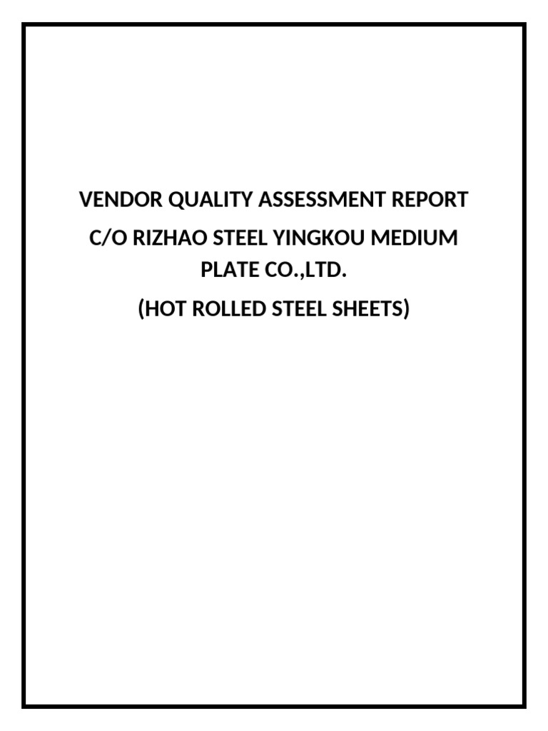 Vendor Quality Assessment Report | PDF