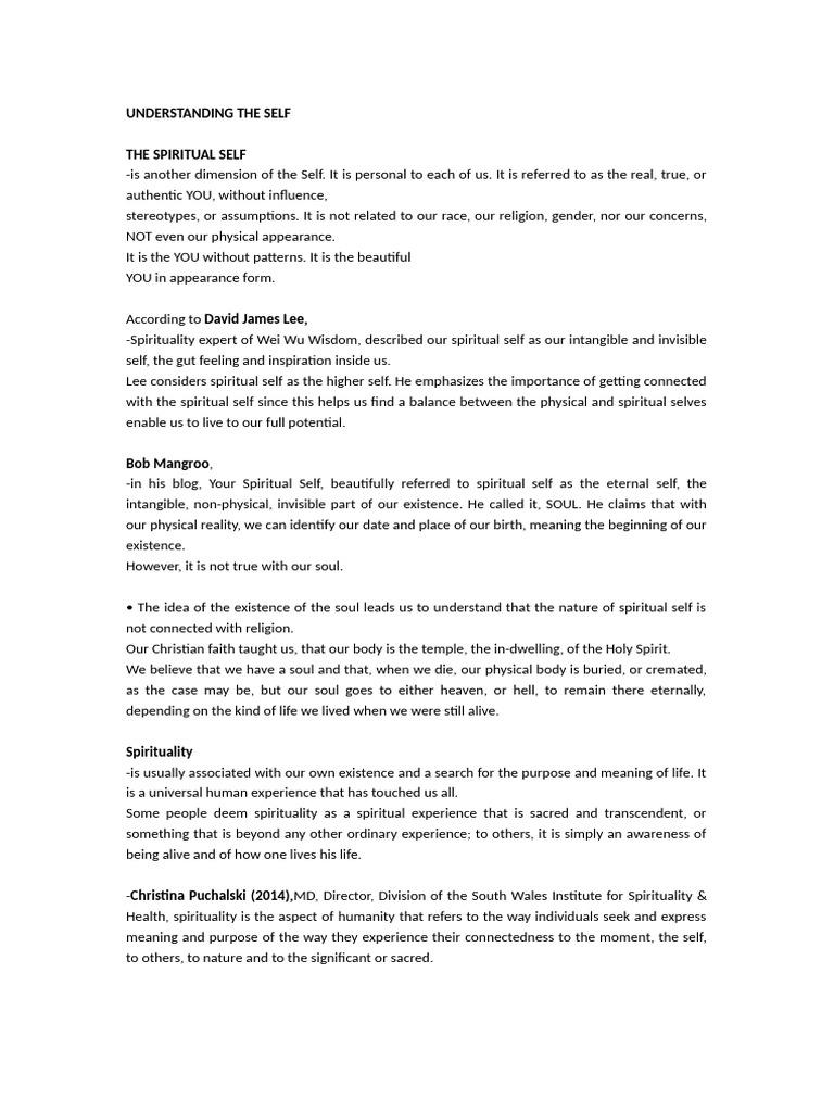 Bob Mangroo on Spiritual Self | PDF | Spirituality | Soul