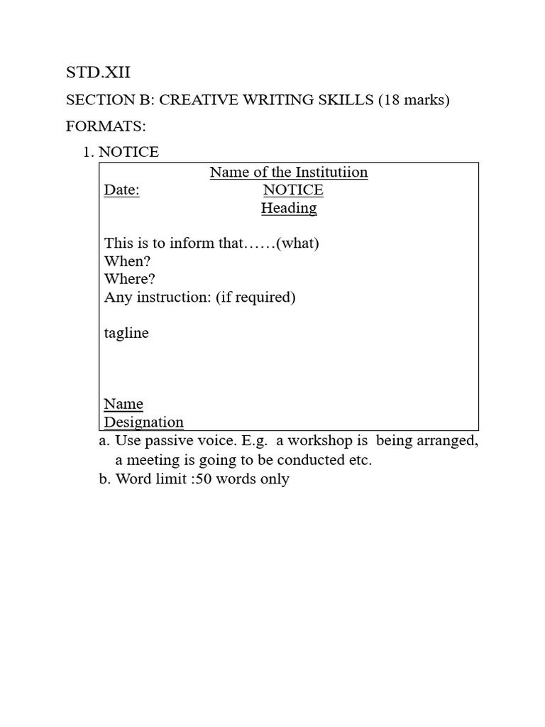 Creative Writing Formats for Students | PDF