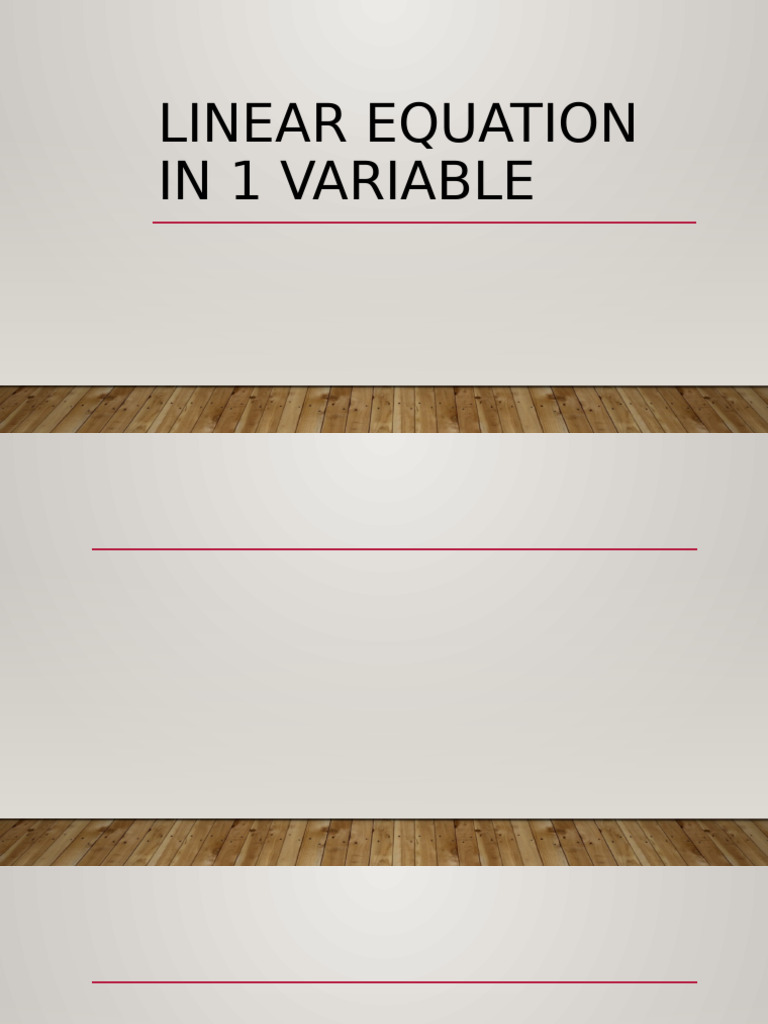 Understanding Linear Equations in One Variable | PDF