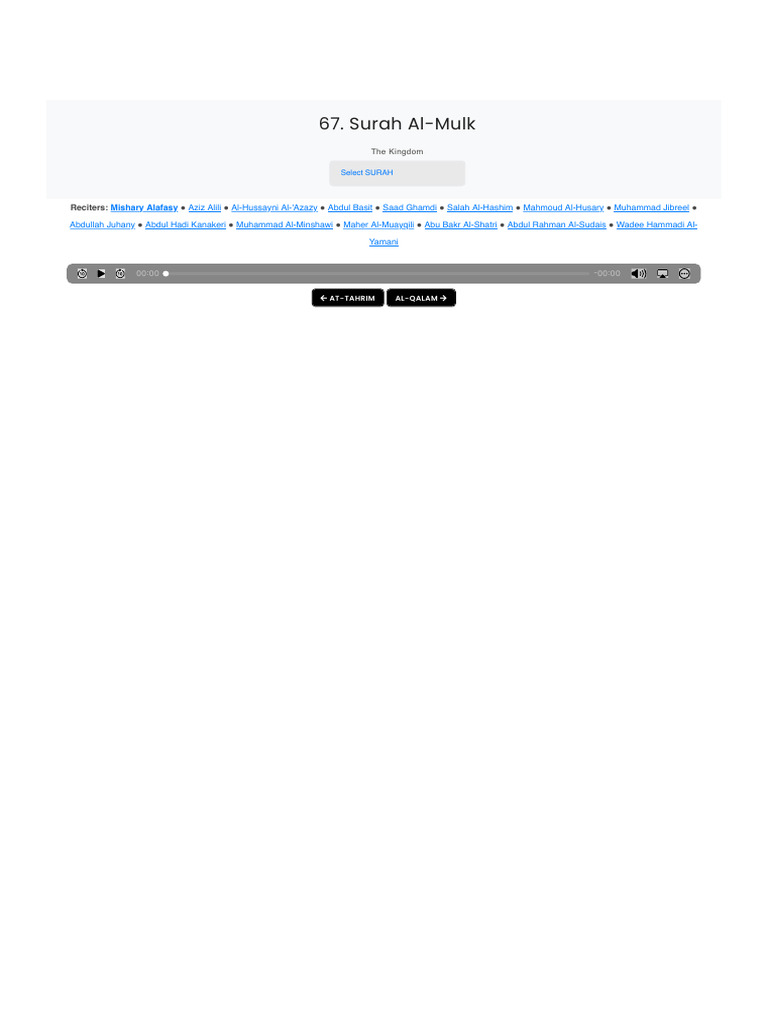 Surah Al-Mulk Roman Transliteration | PDF | Semitic Words And Phrases ...