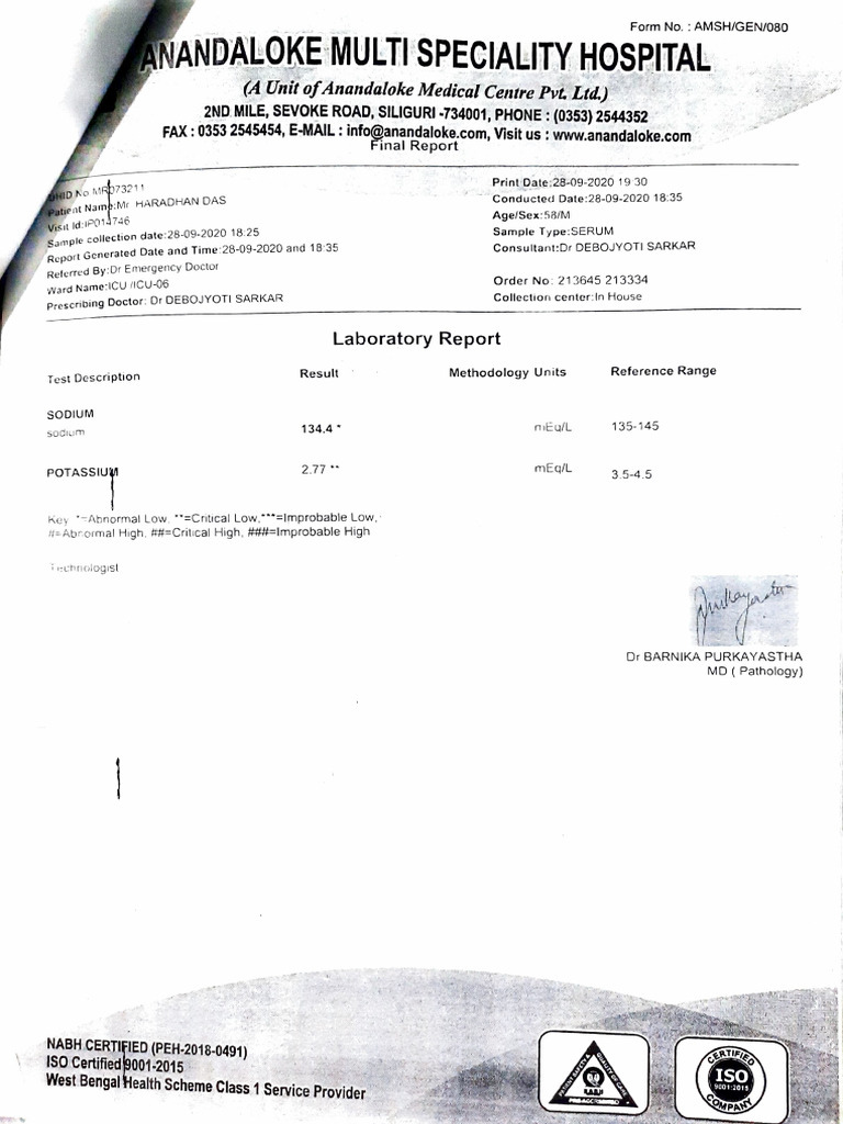 28sep 2020 (Lab Report) | PDF | Medical Specialties | Clinical Medicine