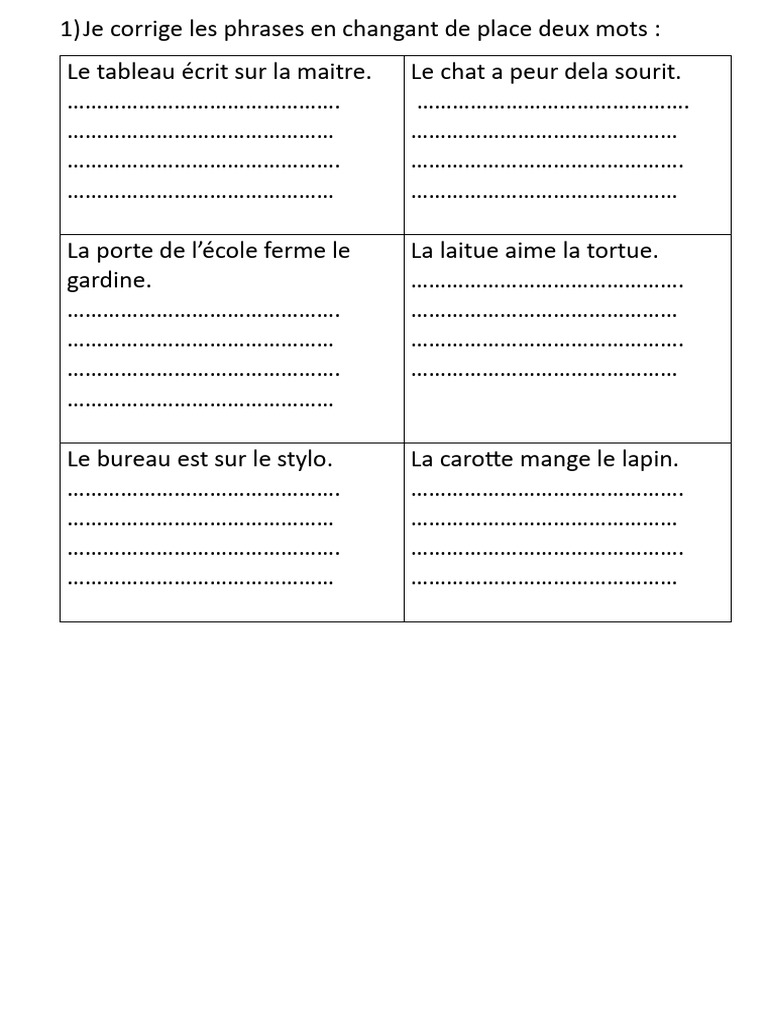 Correction de phrases et exercices de grammaire | PDF