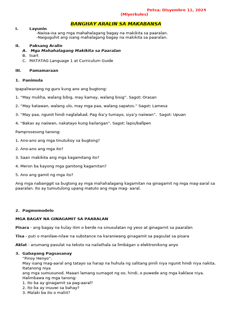 Daily Lesson Plan | PDF