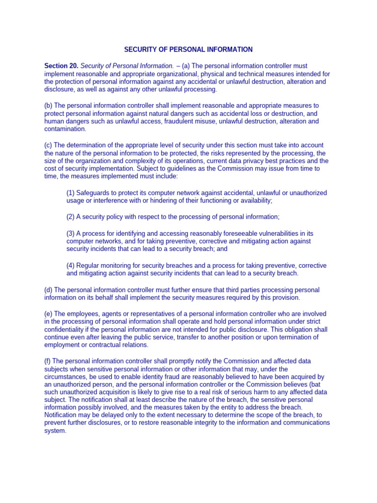 Personal Information Security Guidelines | PDF | Computer Security ...