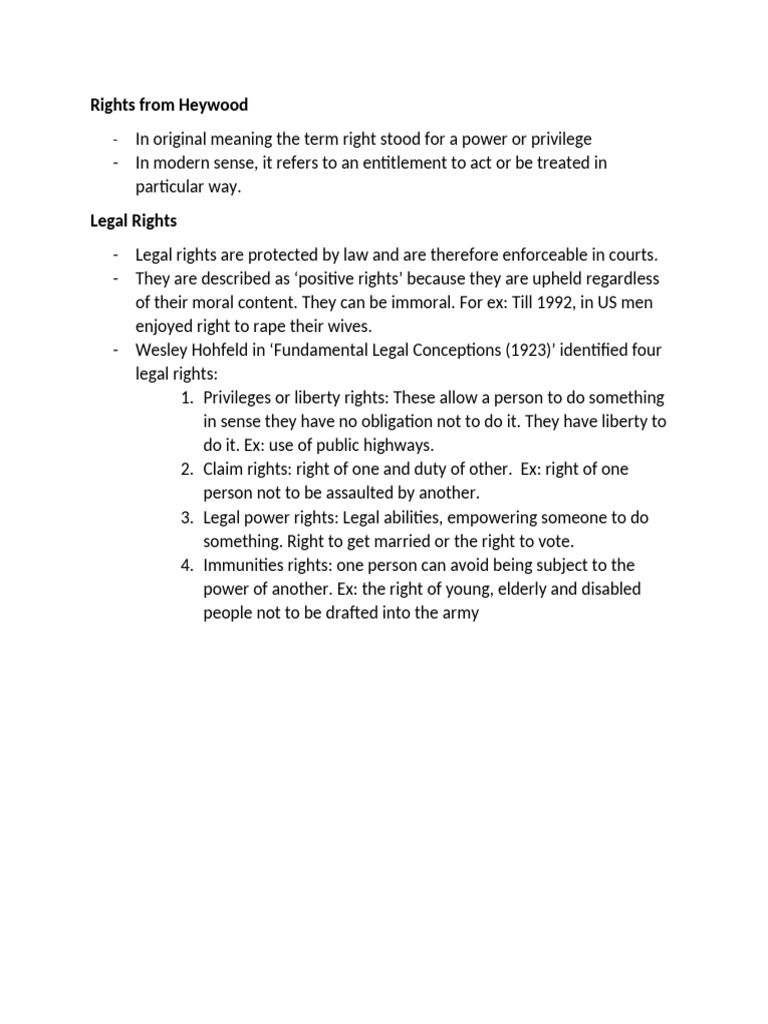 Understanding Legal Rights and Their Types | PDF