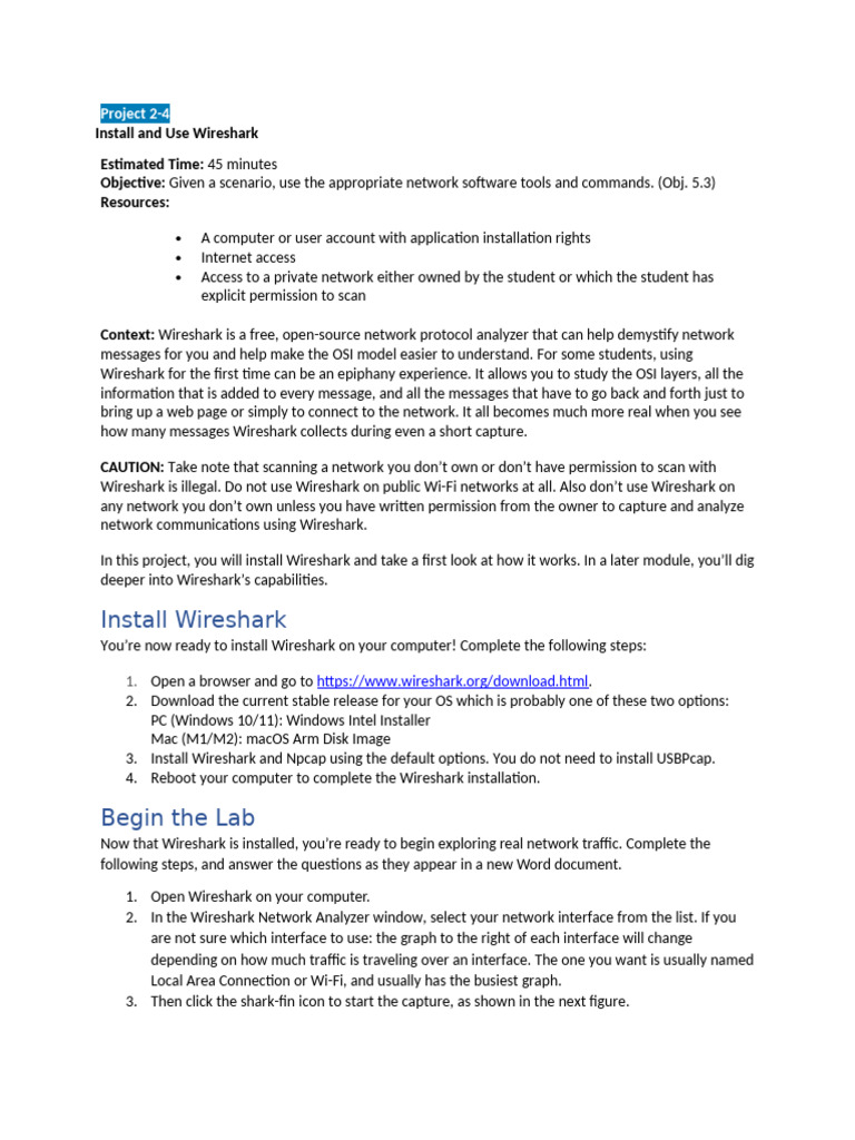 Project 2-4 Instructions | PDF | Computer Network | Transmission ...