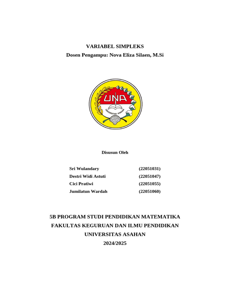 Pengenalan Variabel Simpleks dalam Program Linear | PDF