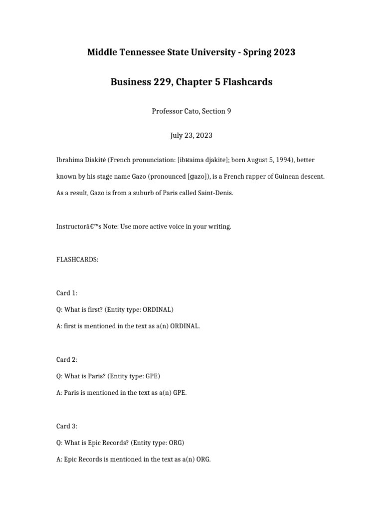 Business 229 Chapter 5 Flashcards | PDF
