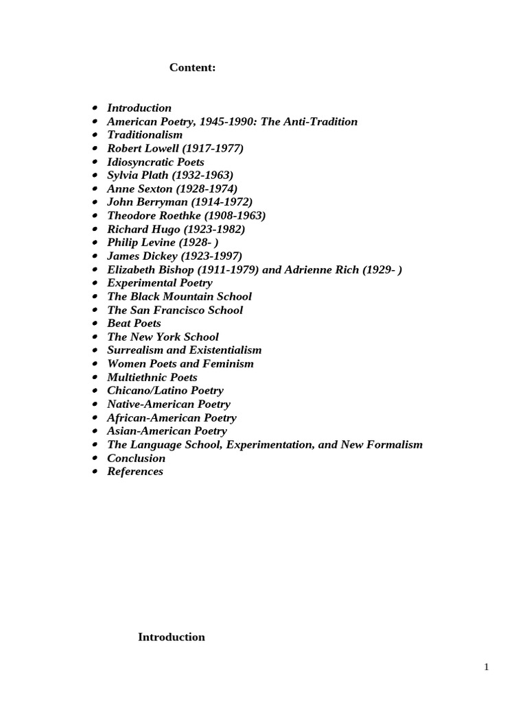 American Poetry Evolution 1945-1990 | PDF | Beat Generation | Sylvia Plath