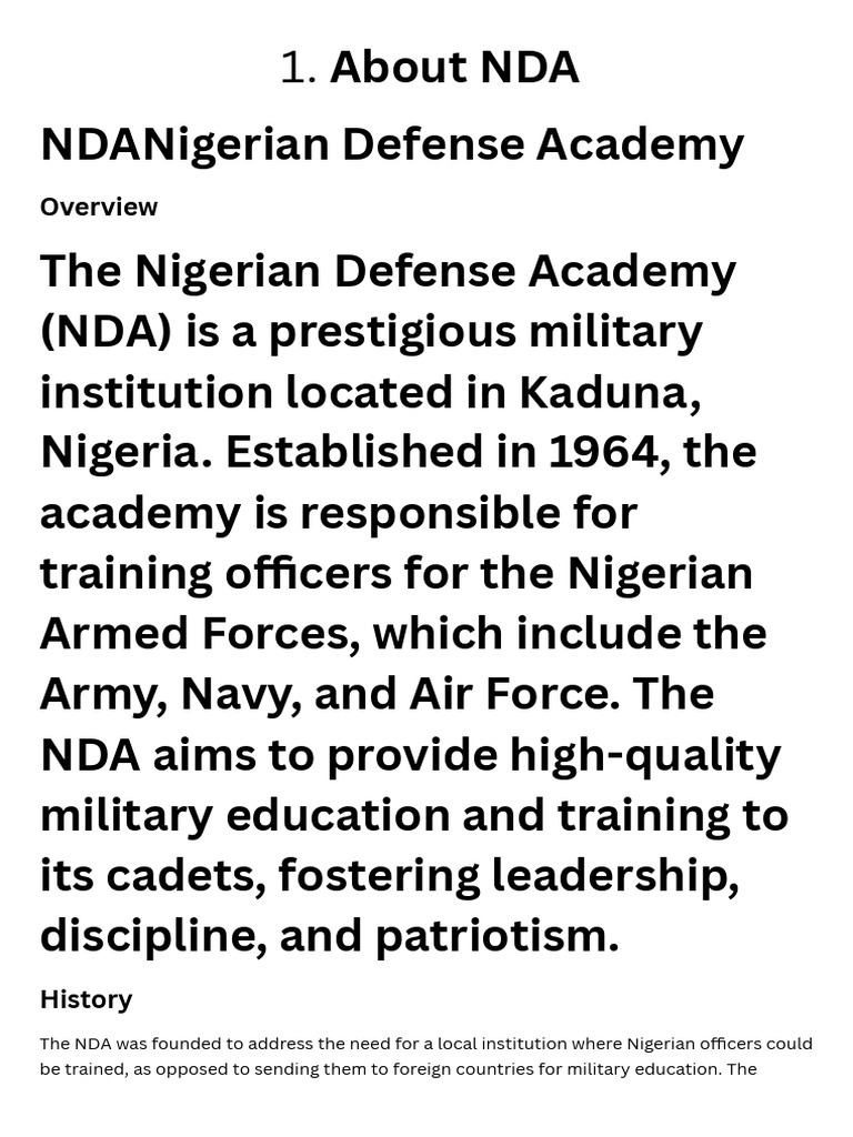 Overview of the Nigerian Defense Academy | PDF | Nigeria | Cadet
