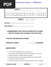 p6 Srs Test for Adepr Schools 2024