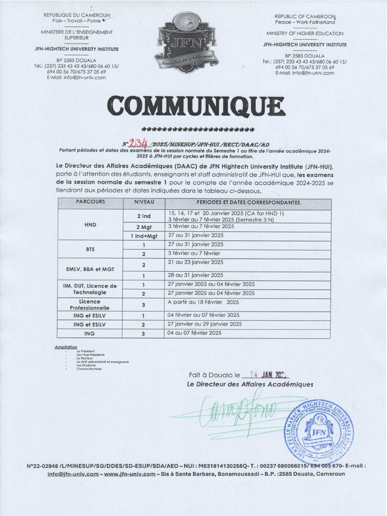 Scan COM 234 Ériodes Et Dates EXAM SN Du S1 - 2024-2025 | PDF